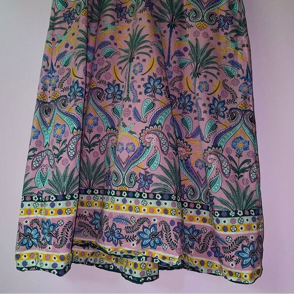 Talbots Size S Midi Dress Fit and Flare Cotton Pockets Pink Boho Coastal Preppy - Picture 5 of 9